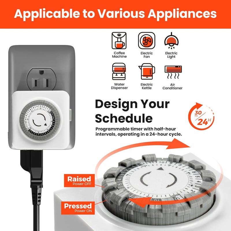 Abestorm Accessories Package. 180° Rotate LED Worklight, Extension Cord Holder Organizer for garage organization and storage, and 24-hour Mechanical Outlet Timer. - Image 3